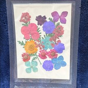 Pressed Floral Art Card - Colorful Mixed Flowers